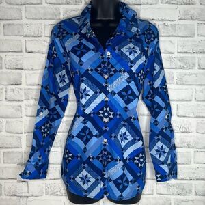 Lands’ End Button Down Shirt Blouse Petite MP Medium